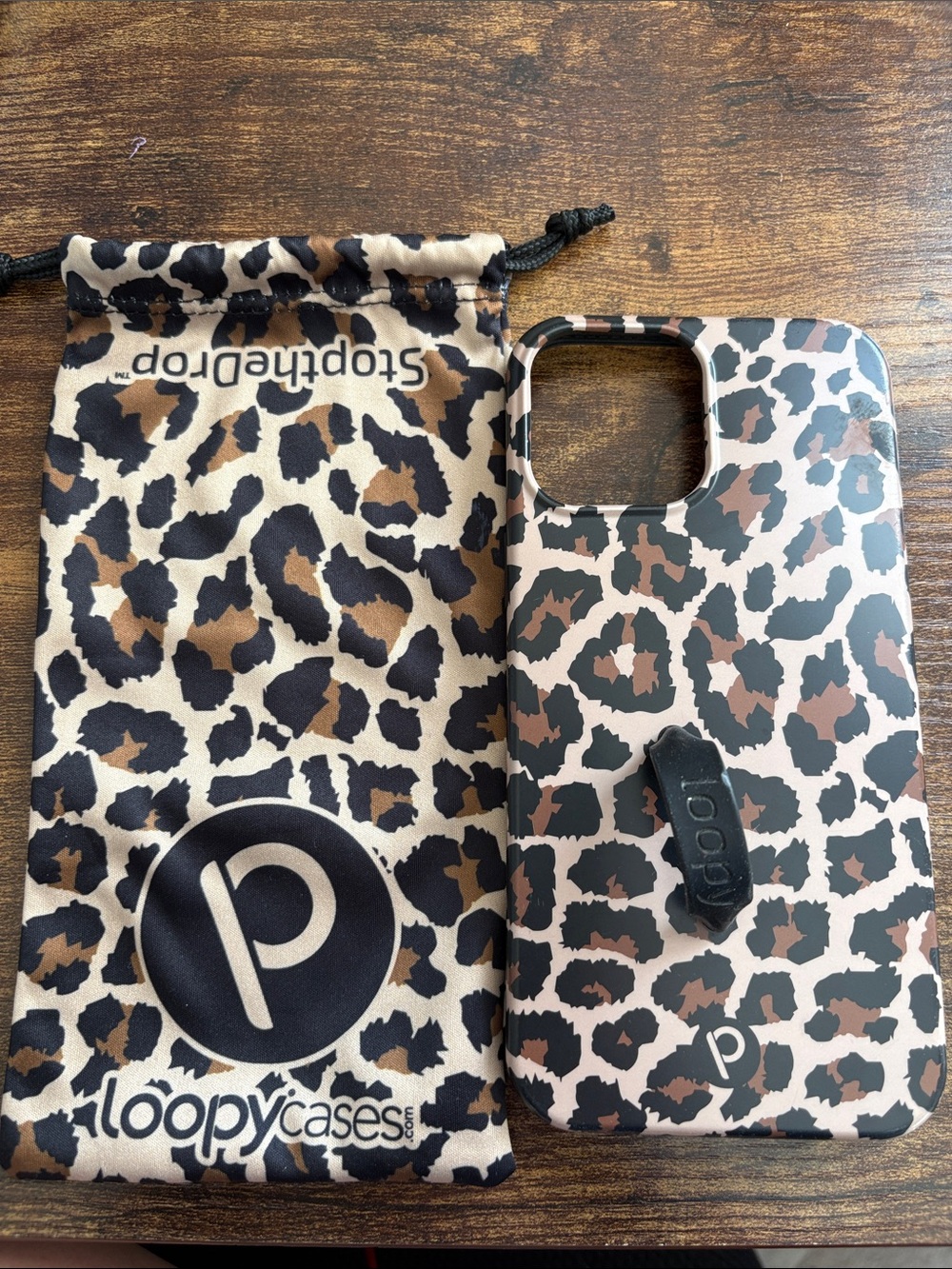 Loopy Case Leopard Print iPhone 12 Pro Max  Case with Loop - Brown, Black, Cream